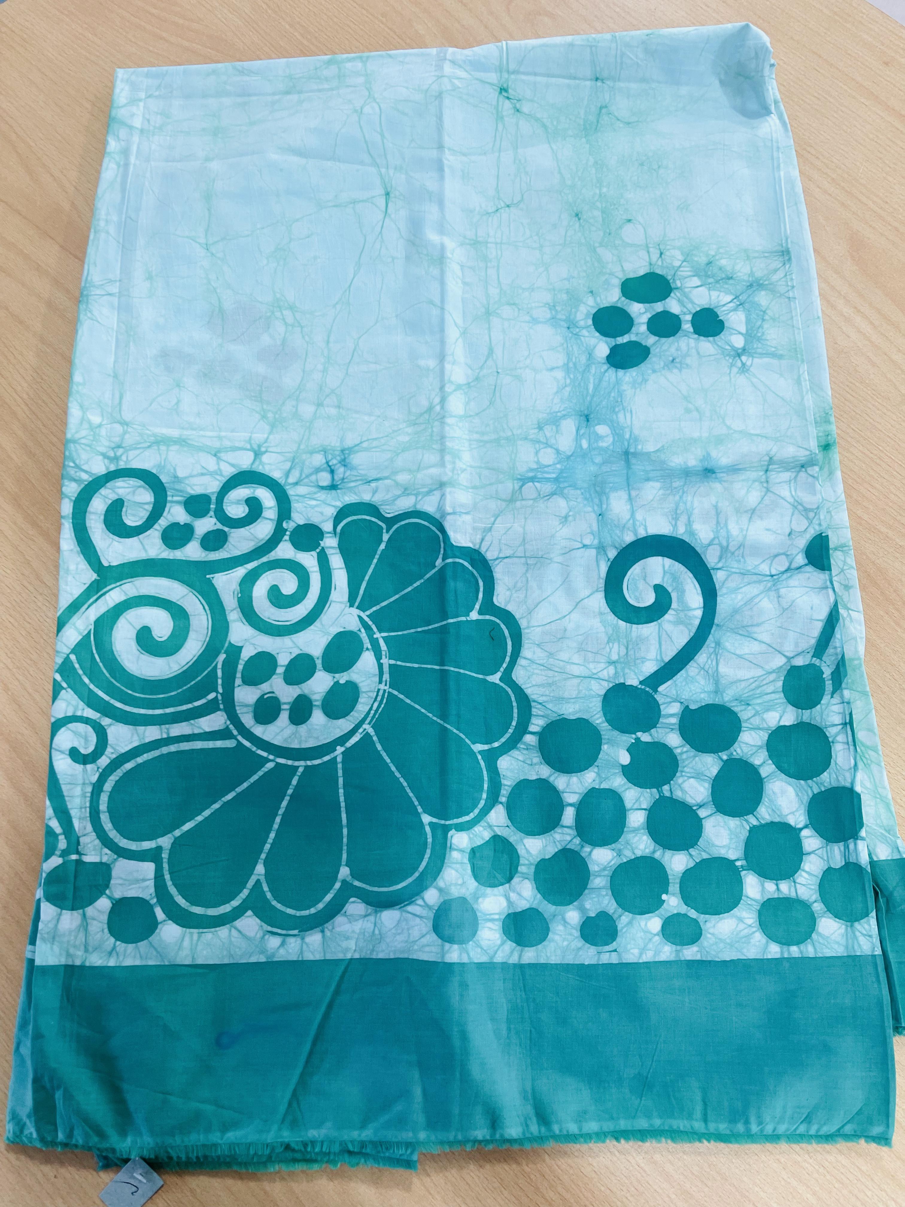 Batik Fabrics 2 Meters Length Green Color Design