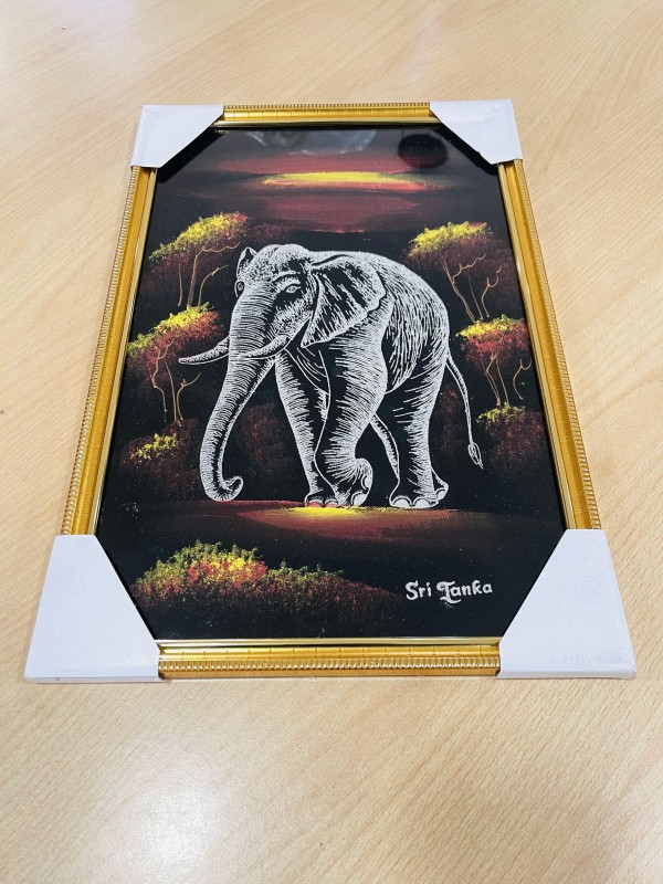 Elephant Artwork Design Wall Hanger with Frame