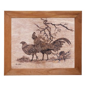 Wood Burn Art / Pyrography / Jungle Fowl - Sri Lanka ( Code 46 - JF 02 )