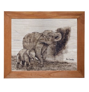 Wood Burn Art / Pyrography / Elephant - Sri Lanka (Code 83 - SE 28 )