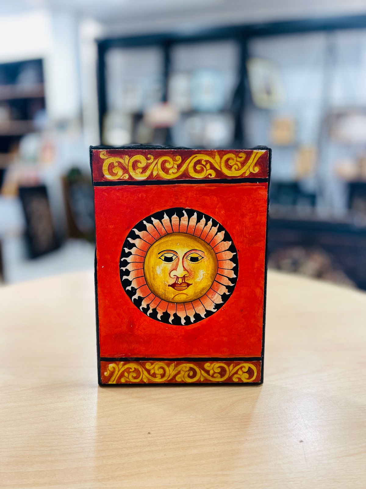 Traditional Sun Artwork Wooden Board Design