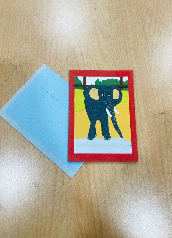 Elephant Design Handmade Greeting Card 5" x 7"