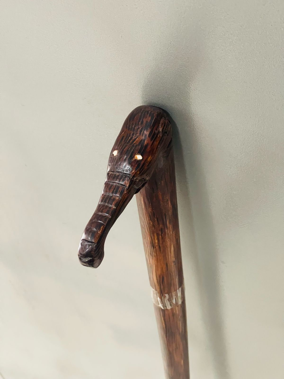 Wooden walking stick cane Carved Wood Handle Basthama