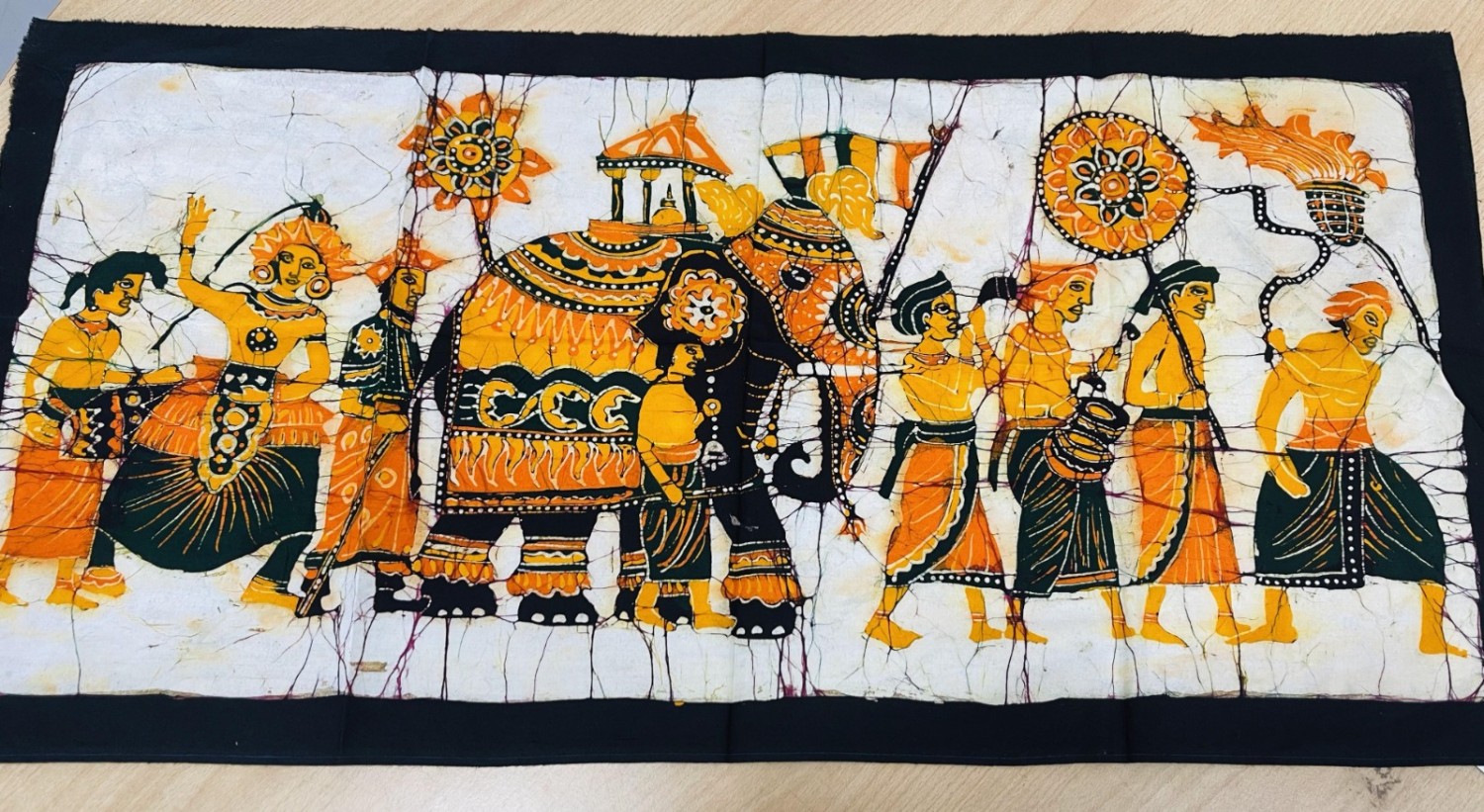 Coiourful Traditional Perahera Batik Fabric Art Decor 18"x36"