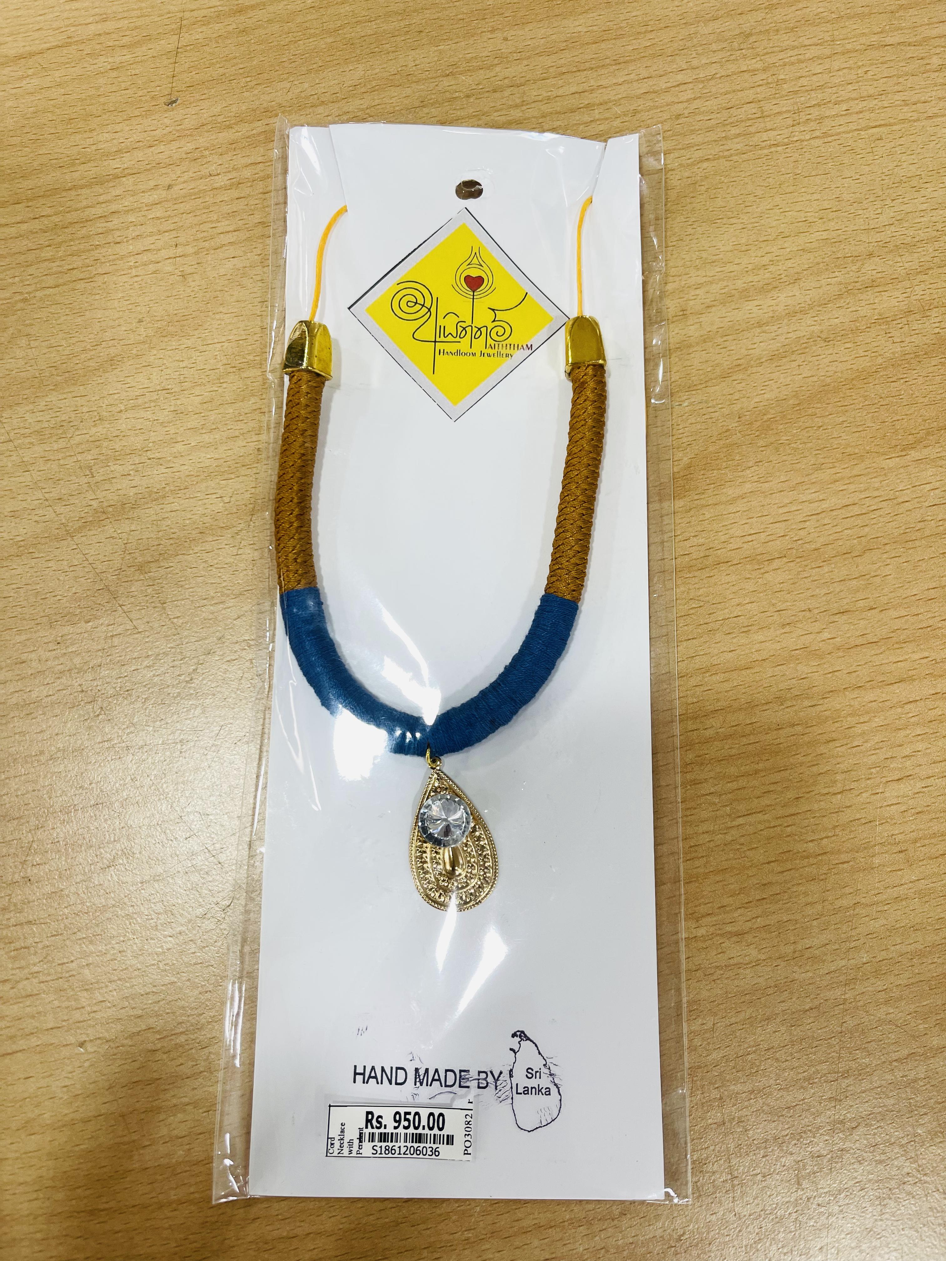 Aiththam Handloom Necklace for Ladies Gold & Dark Blue