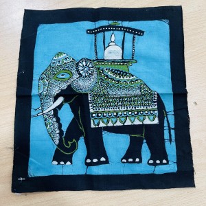 Ceylon Elephant Fabric Art Decor  10"x13" Light Blue Background