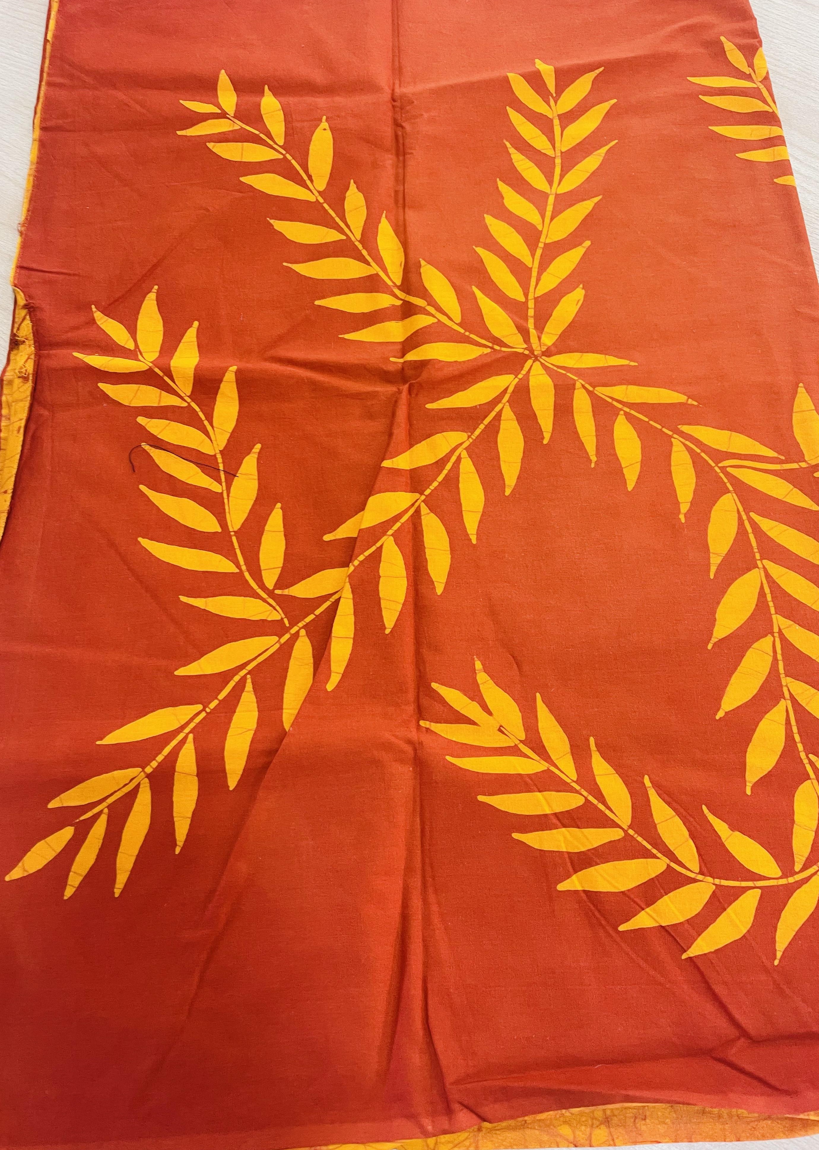 Batik Fabrics 2.5 Yards Length Yellow & Orange Color Design