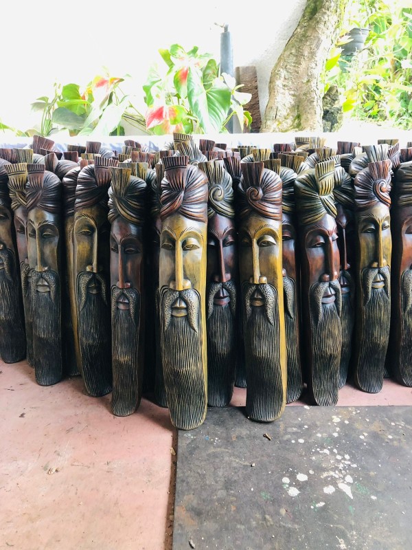 Bamunu Face Masks Handmade Wooden 20"'