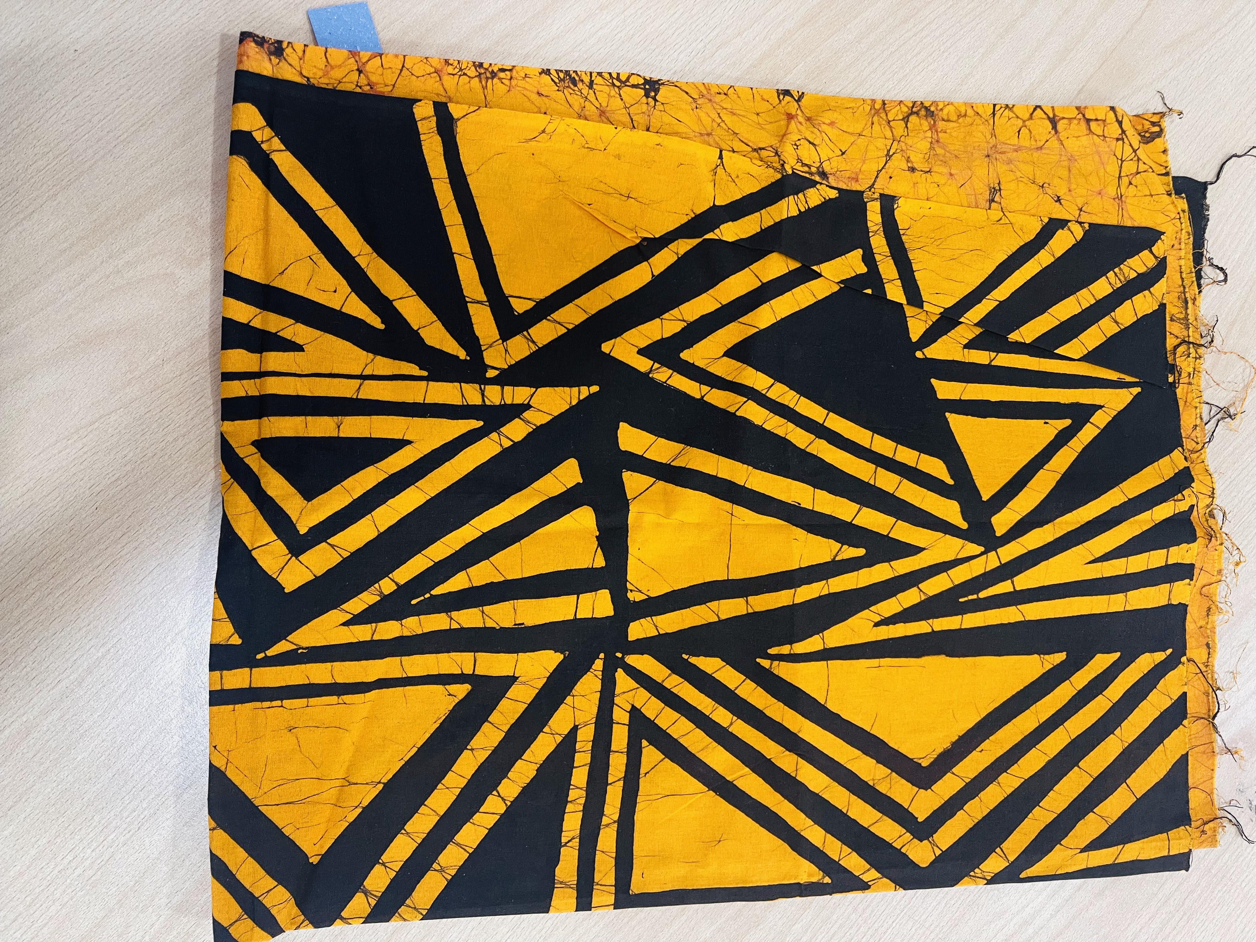 Batik Fabrics 2.5 Yards Length Yellow & Black Color Design