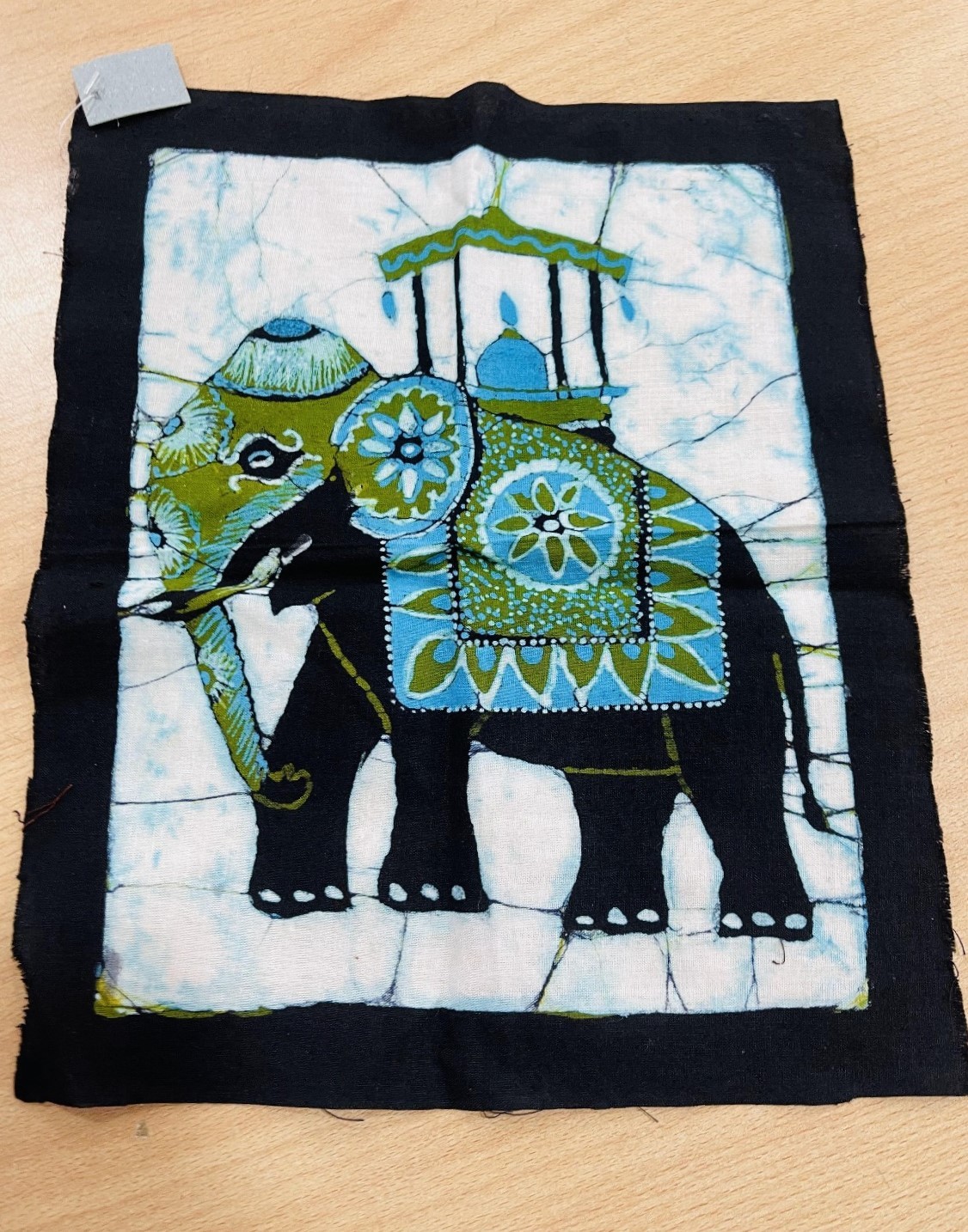 Elephant Design Fabric Art Decor  11"x12"