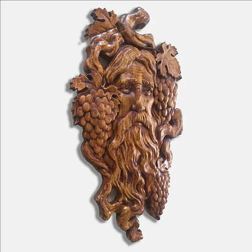 Long bearded Grape Man Wood spirit old man face wood carving wall art decor sculpture  hanging