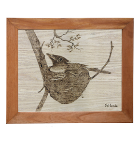 Wood Burn Art / Pyrography / Birds In Sri Lanka /  49 - BIN 01
